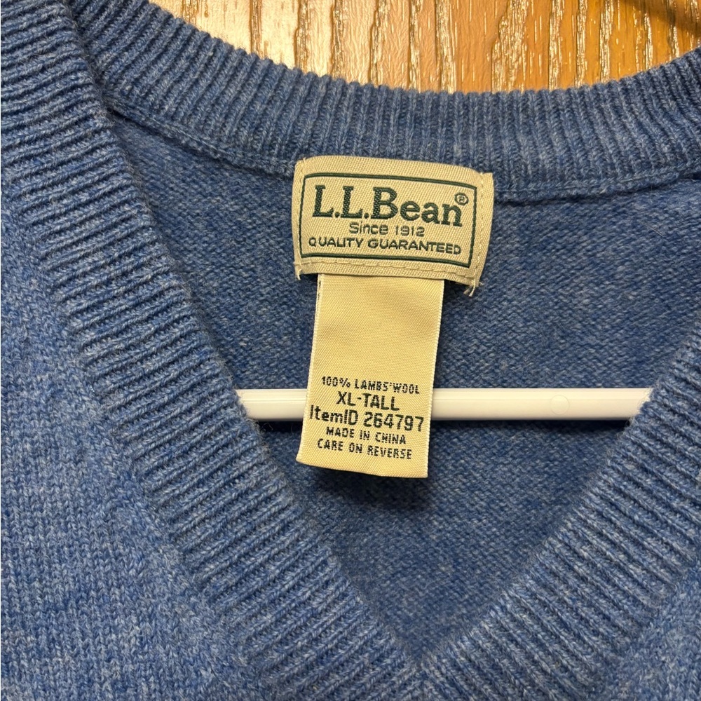 L.L. Bean Men's V-Neck Sweater vest in Soft Blue